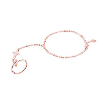 925純銀手鍊 玫瑰金手環 -長款十字架圓圈時尚生日情人節禮物女飾品73gr25【獨家進口】【米蘭精品】