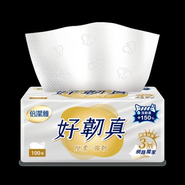 倍潔雅好韌真3層抽取式衛生紙100抽12包/袋-網路獨家版