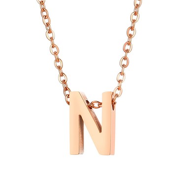 台灣客製化鏈長項鍊 純鋼字母N玫瑰金色鎖骨項鏈－DUSHA ACCESSORY 杜莎飾品