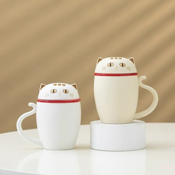 馬克杯 水杯 隨手杯 牛奶杯 貓咪陶瓷茶水分離泡茶杯帶蓋過濾水杯辦公室咖啡杯可愛創意伴手禮