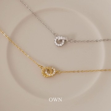 🎀S925純銀 ɞ 雙圈鋯石鎖骨鍊 ｜OWN｜純銀項鍊 鋯石項鍊 單鑽項鍊 女生項鍊