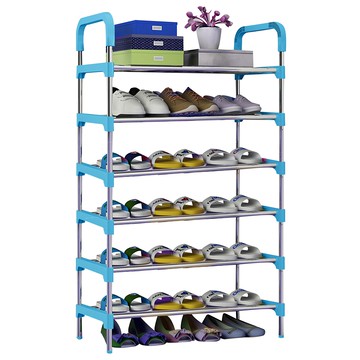 不鏽鋼鞋架 60 x 30 x 95cm 7層 藍色  1個