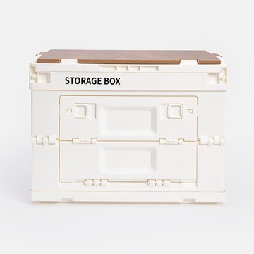 摺疊木天板小收納箱 36X26X28CM 奶油白