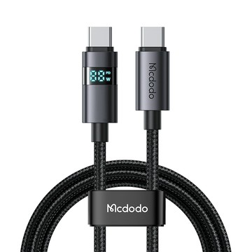 Mcdodo 橫屏系列功率數顯 100W Type-C to Type-C快充線1.2M-黑