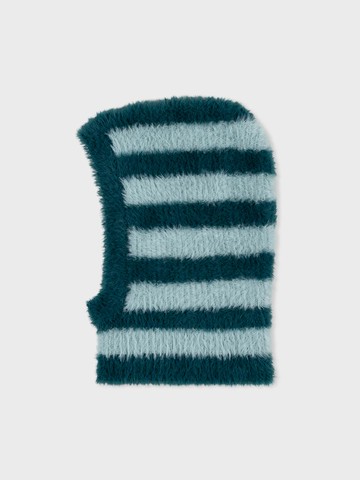 Hairy Knit Stripe Balaclava [Blue]