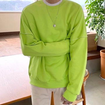 【AMERO】男裝 女裝 長袖反車線大學Ｔ 寬鬆版型 落肩 情侶裝