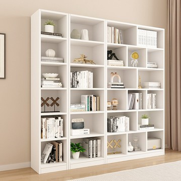 免運 開立發票  書架書柜實木白色落地置物架客廳家用生態板簡易收納儲物柜