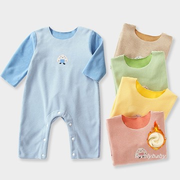 ✨內刷毛 超保暖✨嬰兒春秋德絨長袖保暖包屁衣 寶寶哈衣睡衣 吸汗透氣連身衣 兒童冬季打底柔軟連身衣爬服