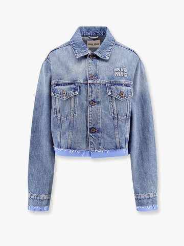 Denim jacket with frontal logo - MIU MIU - gender_Woman