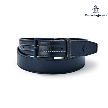 【MUNSINGWEAR 企鵝】男款深藍色日本製立體企鵝質感百搭素面皮帶 MGSJ0H01