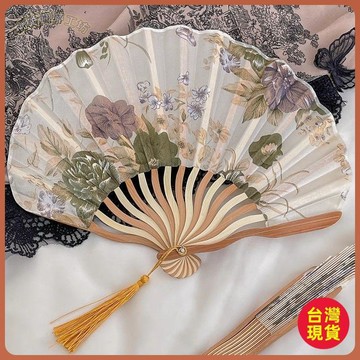 🔱限時下殺🔱小扇子隨身便攜古風貝殼扇摺疊清涼扇道具漢服古典中國風扇子摺扇