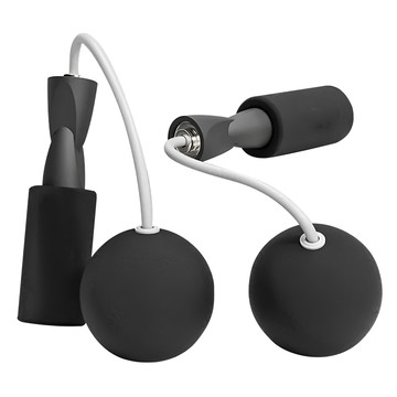 QIDINA 健身無線運動輕鬆跳跳繩 經典黑 防滑把手  球體直徑7.5cm 無線跳繩44cm  1組