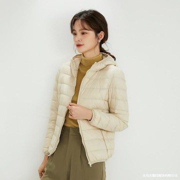 輕羽絨外套 輕量外套 羽絨服女 202590白鴨絨輕薄羽絨服女短款帶帽女款加大碼超薄款型外套 YKMH
