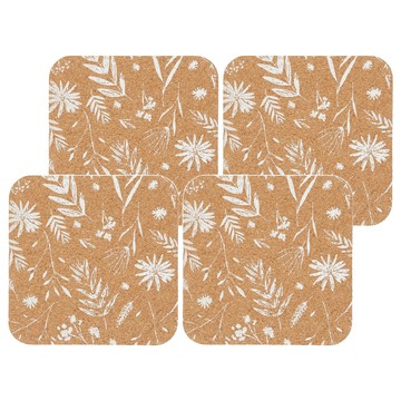 natural elements 軟木杯墊 Set 4入 耐熱 120度C  長12 x 寬12 x 高0.5cm  植拓  1組