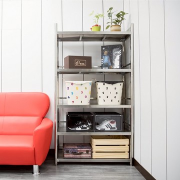 【誠宜居家】90x45x168公分 (三面圍欄-五層不鏽鋼置物架)升級款加粗加厚-加強底部橫梁 收納架 不鏽鋼置物架 不銹鋼置物架 廚房不銹鋼置物架 置物架 家電架 廚房架 架子