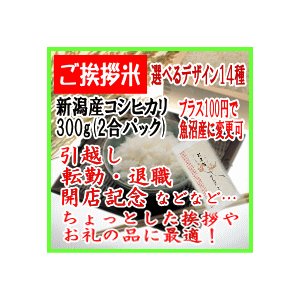 ご挨拶米　新潟産コシヒカリ300g（約2合）真空パック　引越し挨拶 名入れ プチギフト 御礼