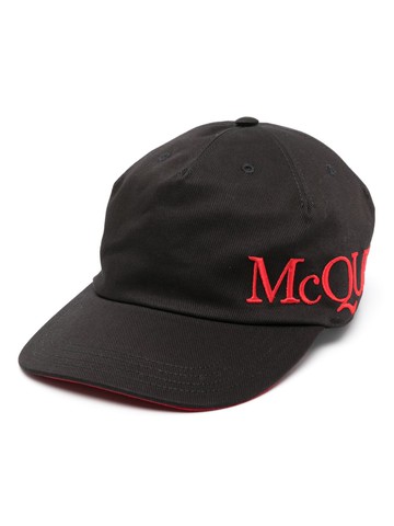 Alexander McQueen - logo-embroidered cotton cap - men - Polyester/Cotton/Cotton - S - Black