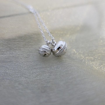 ||Whisper小樓耳語|| 招財納福鈴噹 925純銀  晶鑽墜 鎖骨項鍊