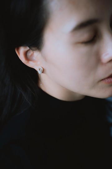 Fleur vole白瓷純銀耳環/白