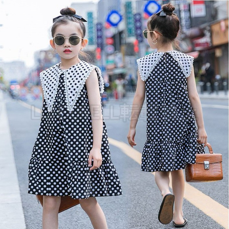 ワンピース フォーマル 韓国子供服 キッズ 女の子 ジュニア ノースリーブ Aライン 水玉柄 ゆったり 膝丈ドレス フレアワンピース 女児 お姫様 通販 Lineポイント最大get Lineショッピング