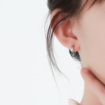 925純銀睡覺不用摘的耳扣新款潮耳環百搭樹葉網紅小耳圈圓環