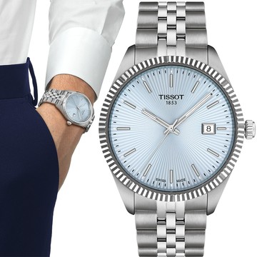 TISSOT 天梭 Ballade 冰藍面石英手錶-40mm T1564101135100