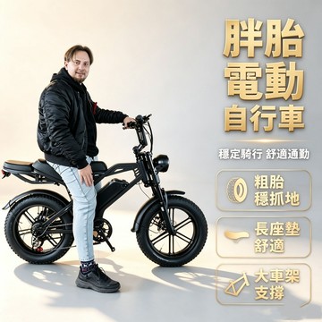 🔥免掛牌免駕照🔥20 吋肥胎電動越野車 電動助力車 電動代步車 電動自行車 電動山地車 長續航電動腳踏車 通勤郊遊兩用