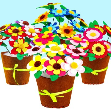 母親節 教師節 花朵盆栽DIY 不織布 材料包 布藝 手作 康乃馨 水仙 太陽花 勞作 手作 DIY