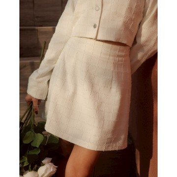 AIR SPACE LADY 抽鬚格紋A字短裙(白/深藍) 女裝 現貨