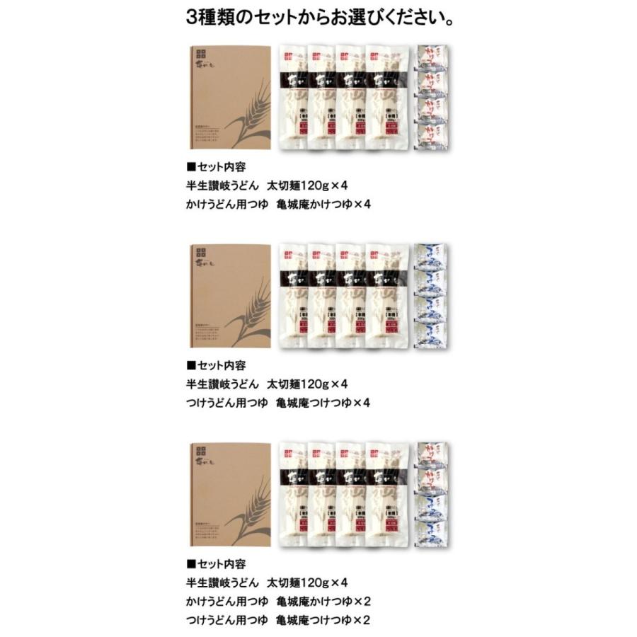 ‎亀城庵 ツルっと亀-る 讃岐うどん 太切麺 つゆ付セット (120g x 4食)