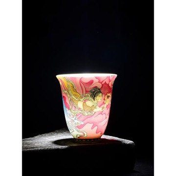 琺瑯彩敦煌茶杯般若聞香杯家用茶具品茗杯中式陶瓷主人杯對杯禮盒