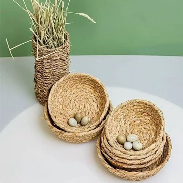 ⭐臺灣有貨⭐免運⭐蘆丁雞必備用品藤編四季通用雞窩鸚鵡窩鳥窩兔窩手工草編平底窩促銷