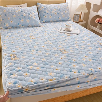 A類全棉床笠單件防水夾棉100純棉席夢思保護套罩加厚床罩抗菌防滑