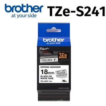 brother TZe-S241 超黏性護貝標籤帶 ( 18mm 白底黑字 )