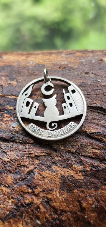 硬幣改造吊墜(貓咪發呆)