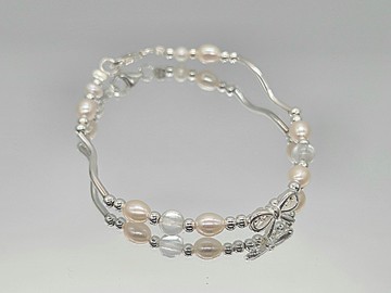 甜美系列 s925純銀 蝴蝶結 月光石珍珠手鍊 | 手作客製 手作