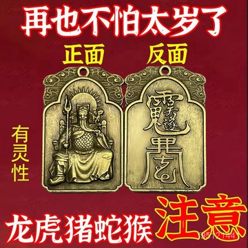 🔥臺灣24H🔥【請戴著】2025蛇年吳遂大將軍本命年十二生肖化嵗黃銅鑰匙扣掛件 J3K5