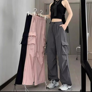 韓版寬鬆直筒大口袋工裝褲【P267】