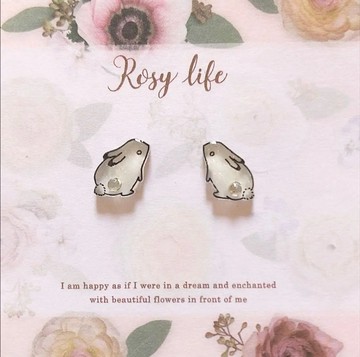 ~ petites boucles d'oreilles ~ Boucles d'oreilles / clous d'oreilles sans trou (boucles d'oreilles en résine) lapin sauvage