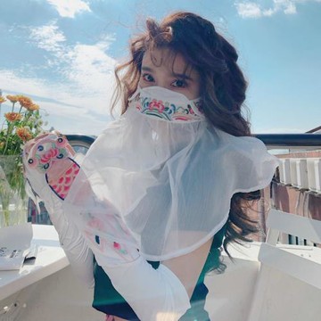 神仙手 復古中國風時尚刺繡護臂夏新款薄開車手套袖子女