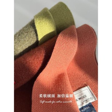 綠色雙面羊毛純色加厚保暖圍巾女2025新款冬季日系情侶圍脖高級感