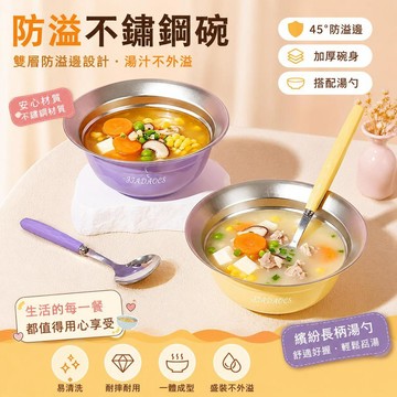 304不鏽鋼餐碗/輕奢漸變紫/黃不鏽鋼飯碗搭配同色勺子便攜式餐具套裝 BBGF