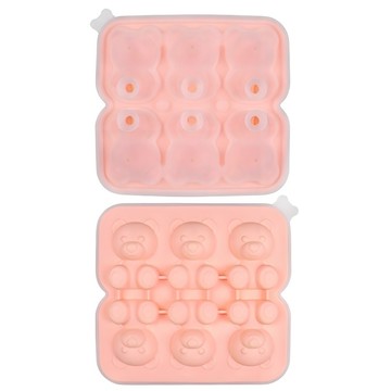 Couselect 小熊造型製冰盒/創意3D立體冰塊模具 6格  1個  16.3 x 15.2 x 3.7cm  粉色