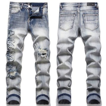 Cotton stretchy embroidered jeans 歐美潮牌純棉彈力刺繡牛仔褲