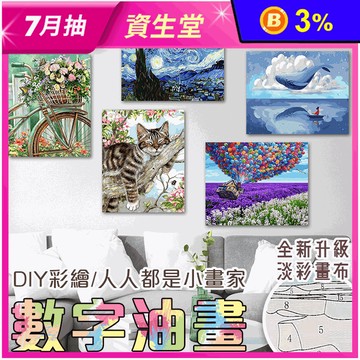DIY手繪數字油畫 彩繪 壁畫 掛畫  多款可選
