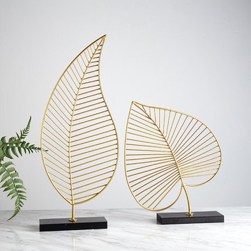 輕奢鐵藝樹葉子擺件居家客廳茶幾桌面玄關電視柜酒柜裝飾擺設