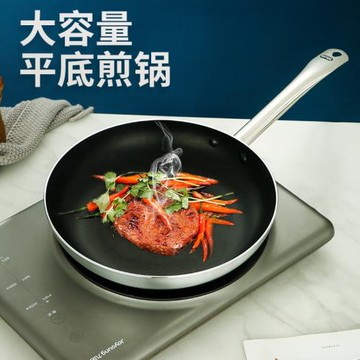 跨境加厚復底鋁合金牛排炒鍋煎鍋酒店商用電磁爐平底鍋不粘鍋pan
