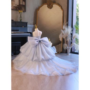 兒童禮服女童模特走秀公主裙高端奢華拖尾小女孩鋼琴比賽演出服秋