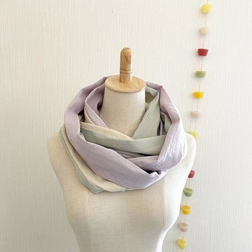 春夏蓬鬆夢幻髮髻日本製造高品質雙層紗布3色混色香草、薄荷、薰衣草