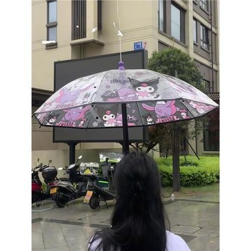 新款酷米雨傘水可愛卡通透明雨傘女生高顏值長柄傘搞怪呲水玩具